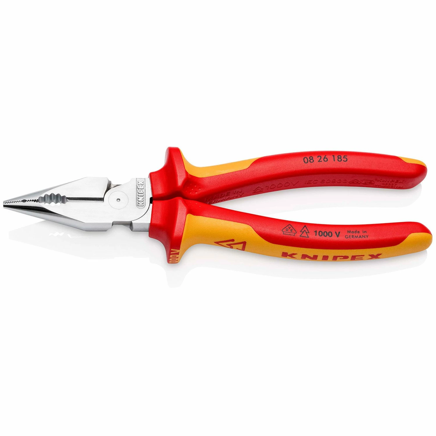 Knipex Spitz-Kombizange Isoliert Mit Mehrkomponenten-Hüllen VDE-geprüft Verchromt 185 Mm - 0826185 3 Knipex Spitz-Kombizange Isoliert Mit Mehrkomponenten-Hüllen VDE-geprüft Verchromt 185 Mm - 0826185