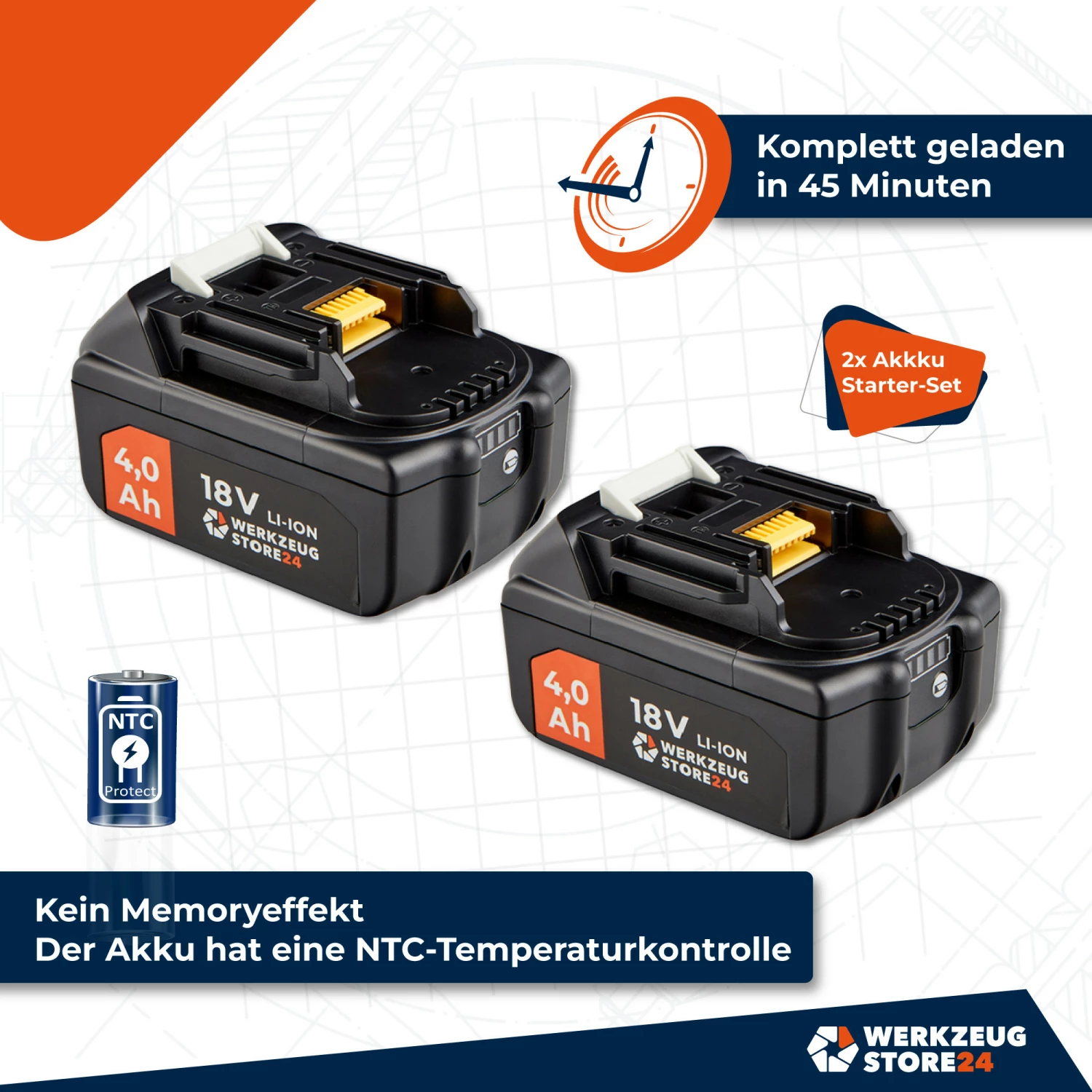 WS24 Akku Starter-Set 18 V / 2x 4,0 Ah Akku + Schnellladegerät 7 WS24 Akku Starter-Set 18 V / 2x 4,0 Ah Akku + Schnellladegerät – Bild 5