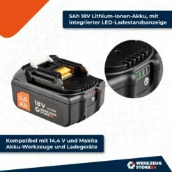 WS24 Akku 18 V 5,0 Ah Typ WS1850 - WS24-100449 -elektrische Bohrmaschine Geschäft 4260756139195 ein akku 5 amp 2 neu