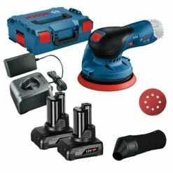 Bosch Akku-Exzenterschleifer GEX 12V-125 / 2x 4,0 Ah Akku + Ladegerät Inkl. Zubehör-Set In L-Boxx