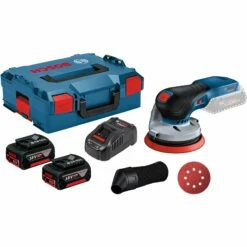Bosch Akku-Exzenterschleifer GEX 18V-125 / 2x 5,0 Ah Akku + Ladegerät In L-Boxx