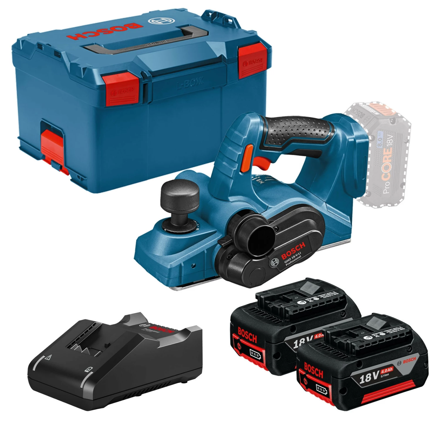 Bosch Akku-Hobel GHO 18V-LI / 2x 4,0 Ah Akku + Ladegerät In L-Boxx - 06015A0303 3 Bosch Akku-Hobel GHO 18V-LI / 2x 4,0 Ah Akku + Ladegerät In L-Boxx - 06015A0303