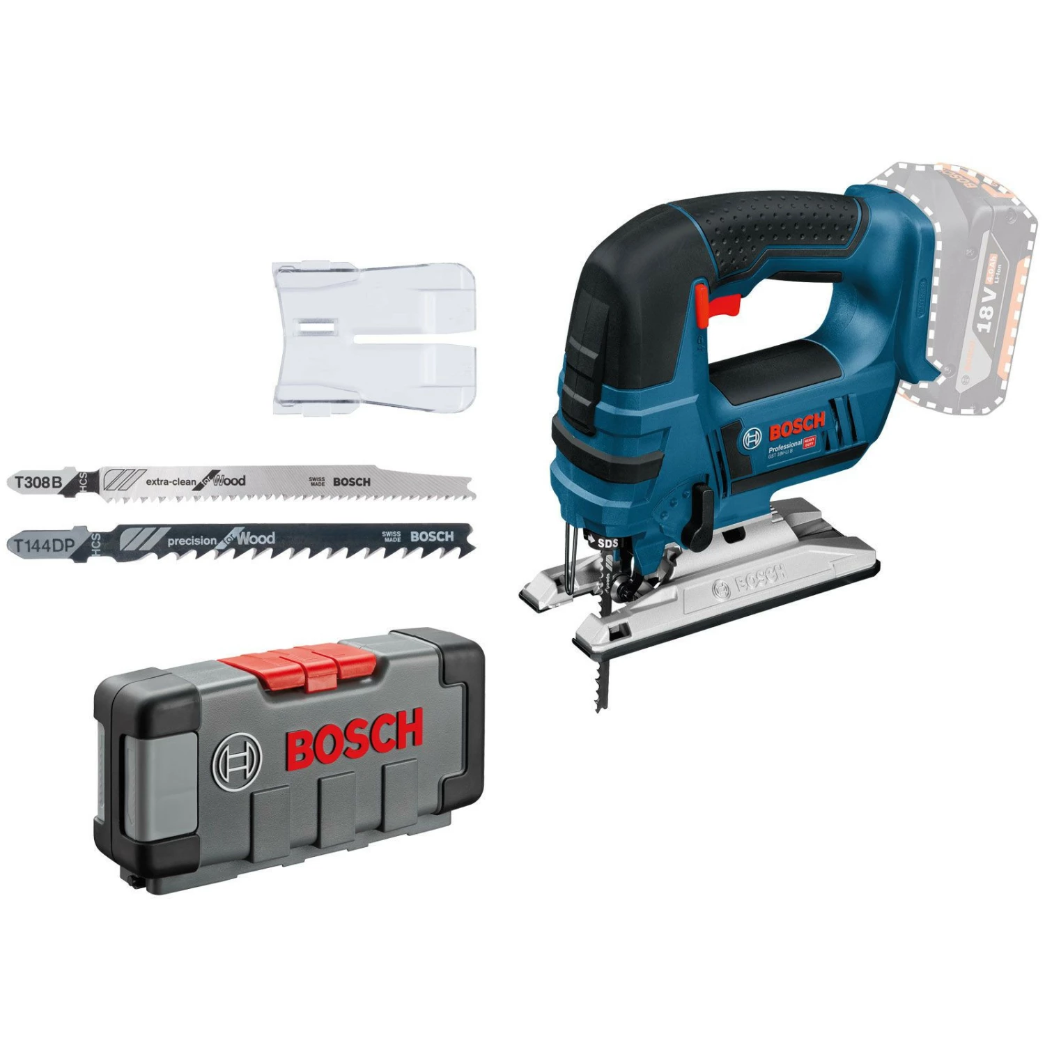 Bosch Akku-Stichsäge GST 18V-LI B Solo Inkl. 30tlg. Stichsägeblätter-Set Wood 3 Bosch Akku-Stichsäge GST 18V-LI B Solo Inkl. 30tlg. Stichsägeblätter-Set Wood