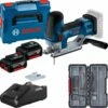 Bosch Akku-Stichsäge GST 18V-155 SC / 2x 4,0 Ah + Ladegerät In L-Boxx 136 + SSB-Set 30tlg. W -elektrische Bohrmaschine Geschäft bosch 06015b0000 9