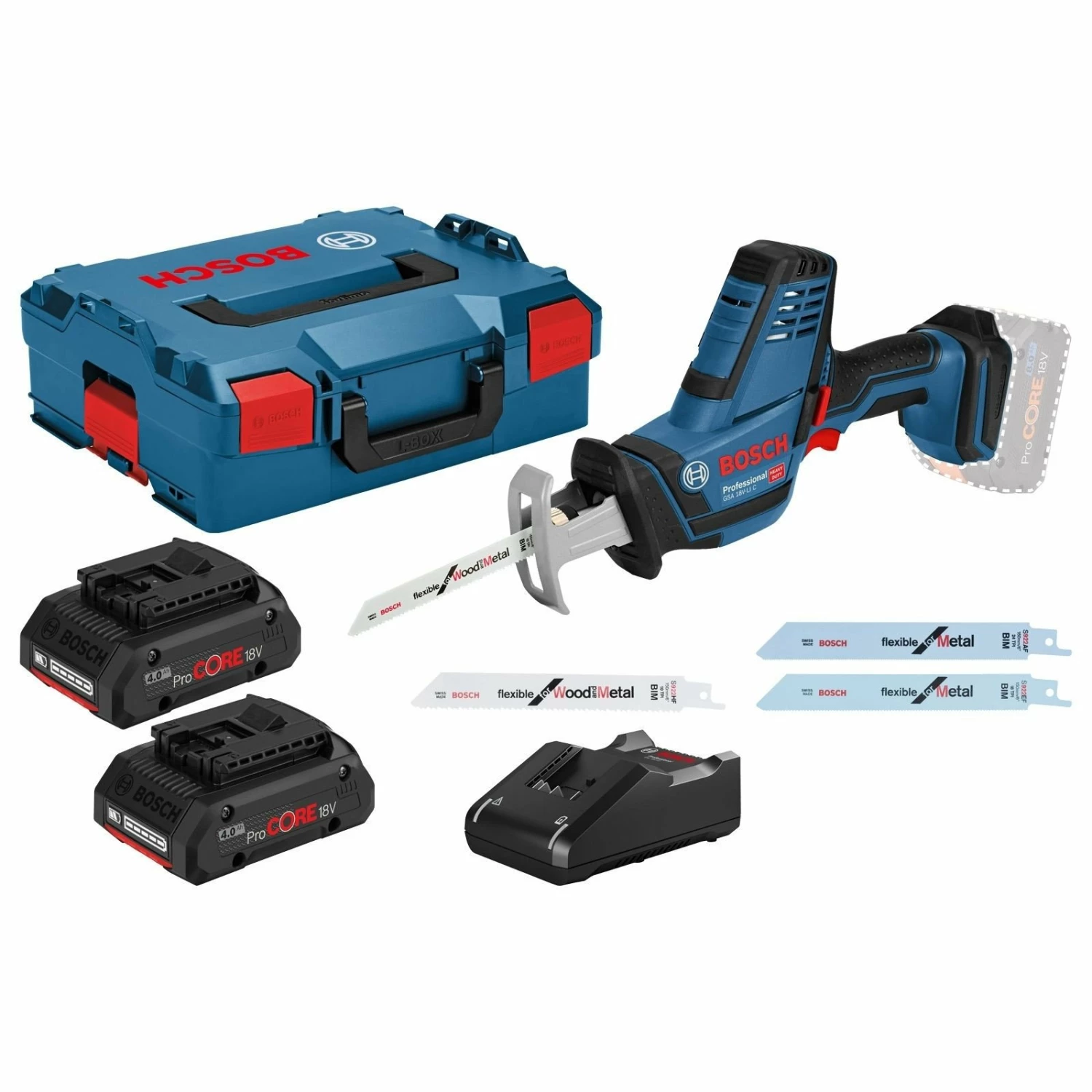 Bosch Akku-Säbelsäge GSA 18V-LI Compact / 2x 4,0 Ah ProCORE18V Akku + Ladegerät Inkl. Zubehör-Set In L-Boxx 3 Bosch Akku-Säbelsäge GSA 18V-LI Compact / 2x 4,0 Ah ProCORE18V Akku + Ladegerät Inkl. Zubehör-Set In L-Boxx