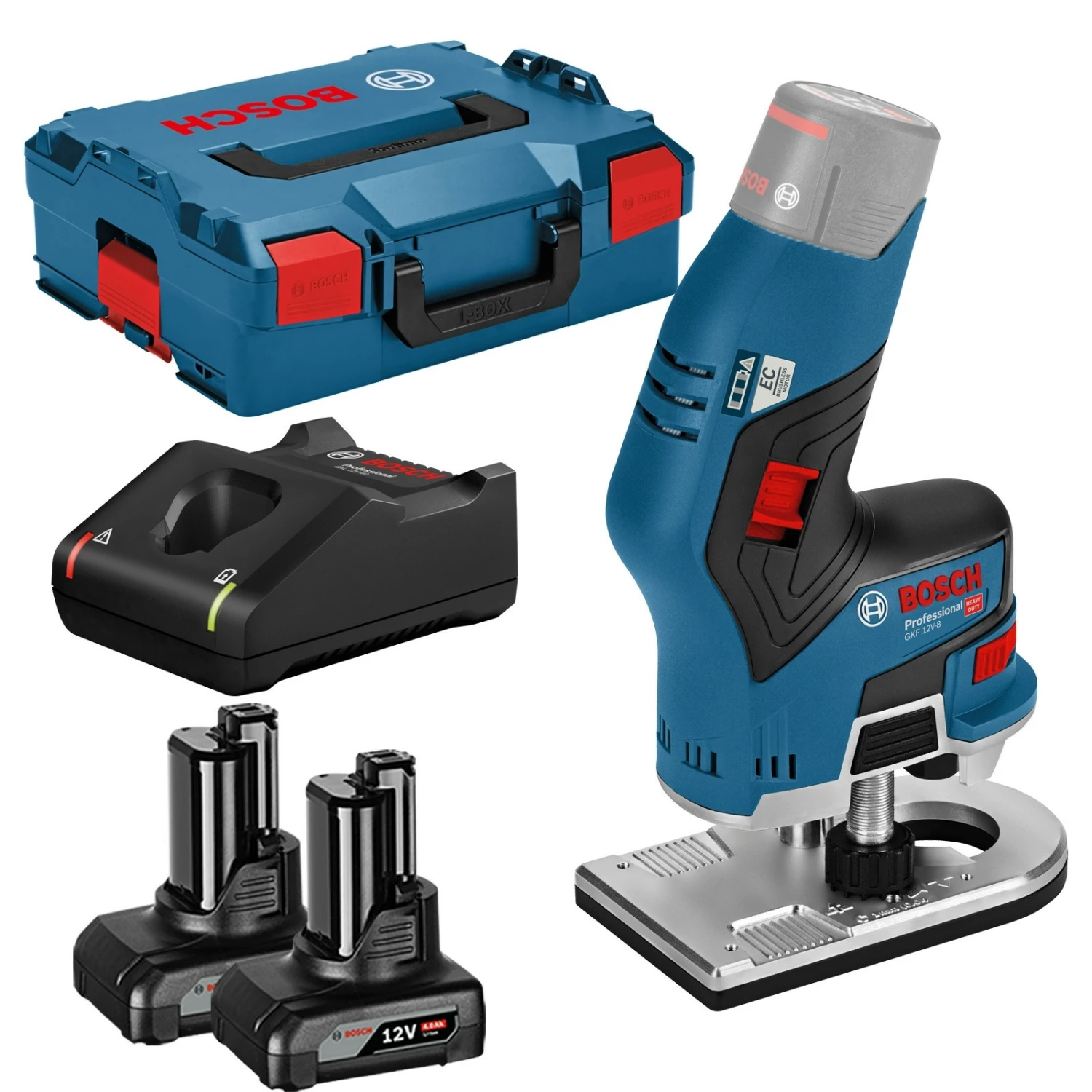 Bosch Akku-Kantenfräse GKF 12V-8 12 V / 2x 4,0 Ah Akku + Ladegerät In L-Boxx 3 Bosch Akku-Kantenfräse GKF 12V-8 12 V / 2x 4,0 Ah Akku + Ladegerät In L-Boxx