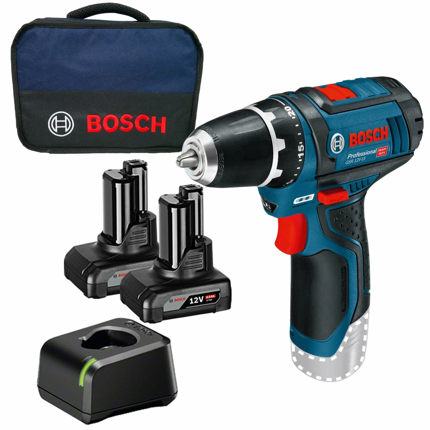 Bosch Akku-Bohrschrauber GSR 12V-15 / 2x 4,0 Ah Akku + Ladegerät Im Softbag 3 Bosch Akku-Bohrschrauber GSR 12V-15 / 2x 4,0 Ah Akku + Ladegerät Im Softbag