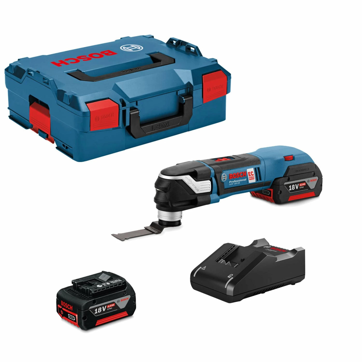 Bosch Akku-Multi-Cutter GOP 18V-28 / 2x 4,0 Ah Akku + Ladegerät In L-Boxx 3 Bosch Akku-Multi-Cutter GOP 18V-28 / 2x 4,0 Ah Akku + Ladegerät In L-Boxx