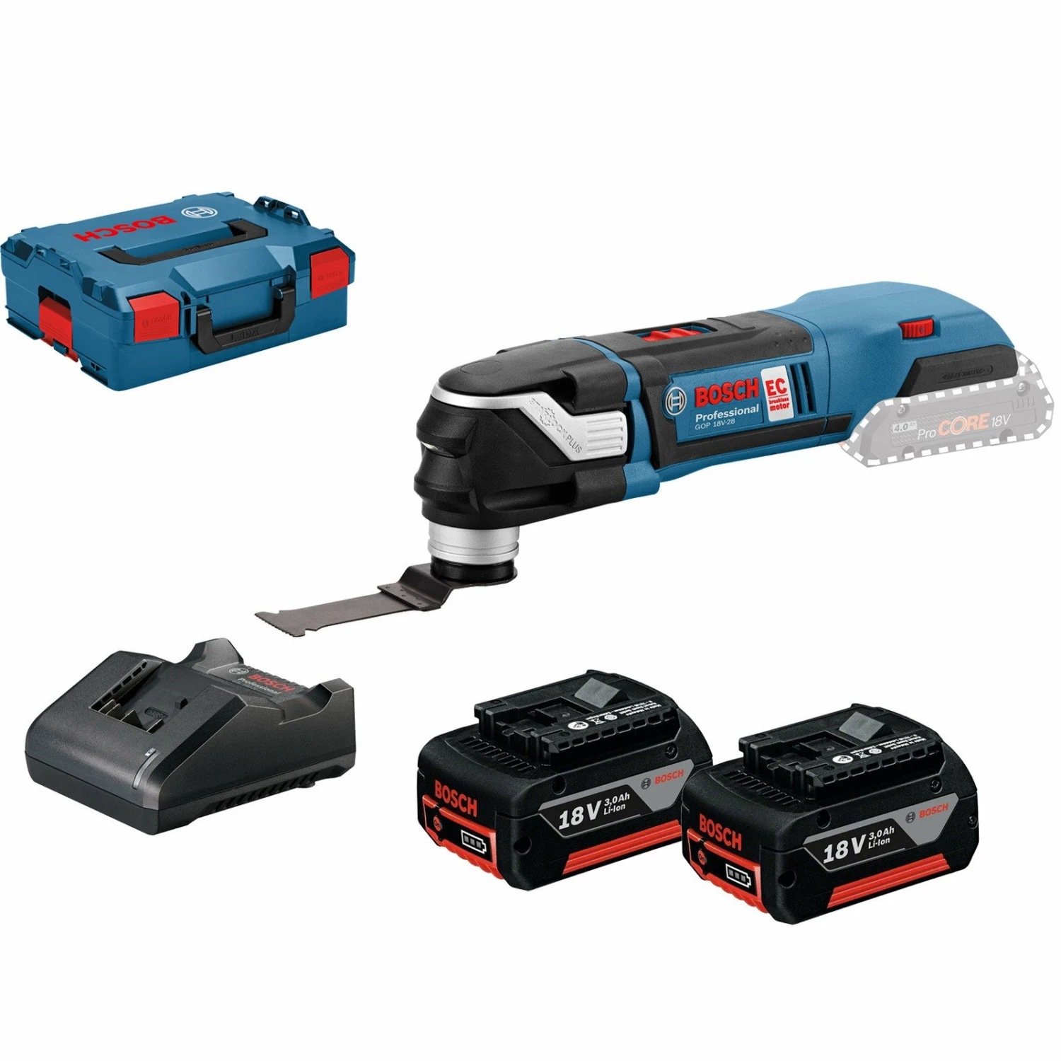 Bosch Akku-Multi-Cutter GOP 18V-28 / 2x 3,0 Ah Akku + Ladegerät In L-Boxx 3 Bosch Akku-Multi-Cutter GOP 18V-28 / 2x 3,0 Ah Akku + Ladegerät In L-Boxx