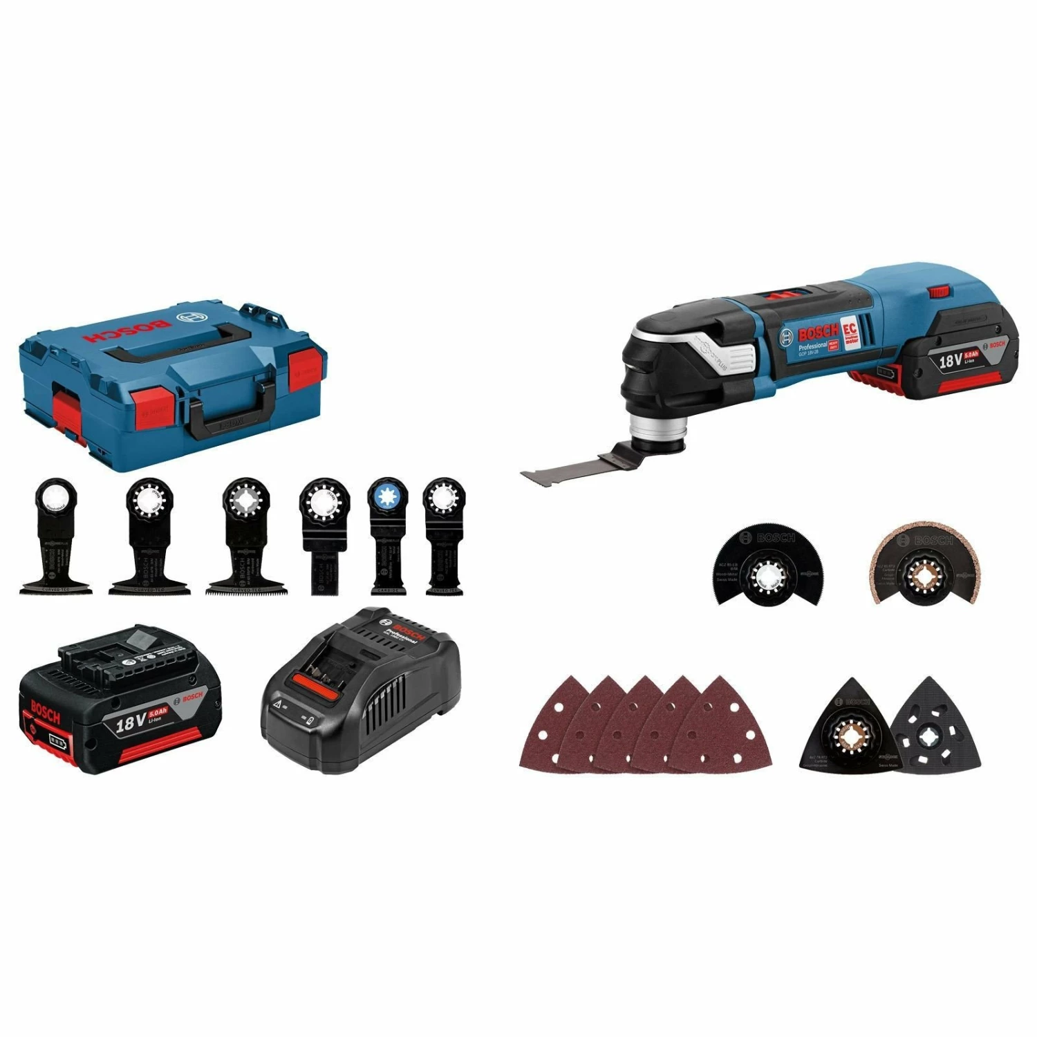 Bosch Akku-Multi-Cutter GOP 18V-28 / 2x 5,0 Ah Akku + Ladegerät Inkl. Zubehör-Set In L-Boxx - 06018B6003 3 Bosch Akku-Multi-Cutter GOP 18V-28 / 2x 5,0 Ah Akku + Ladegerät Inkl. Zubehör-Set In L-Boxx - 06018B6003