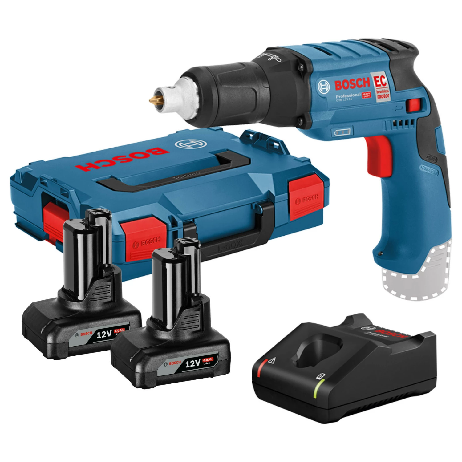Bosch Akku-Trockenbauschrauber GTB 12V-11 / 2x 4,0 Ah Akku + Ladegerät In L-Boxx 3 Bosch Akku-Trockenbauschrauber GTB 12V-11 / 2x 4,0 Ah Akku + Ladegerät In L-Boxx