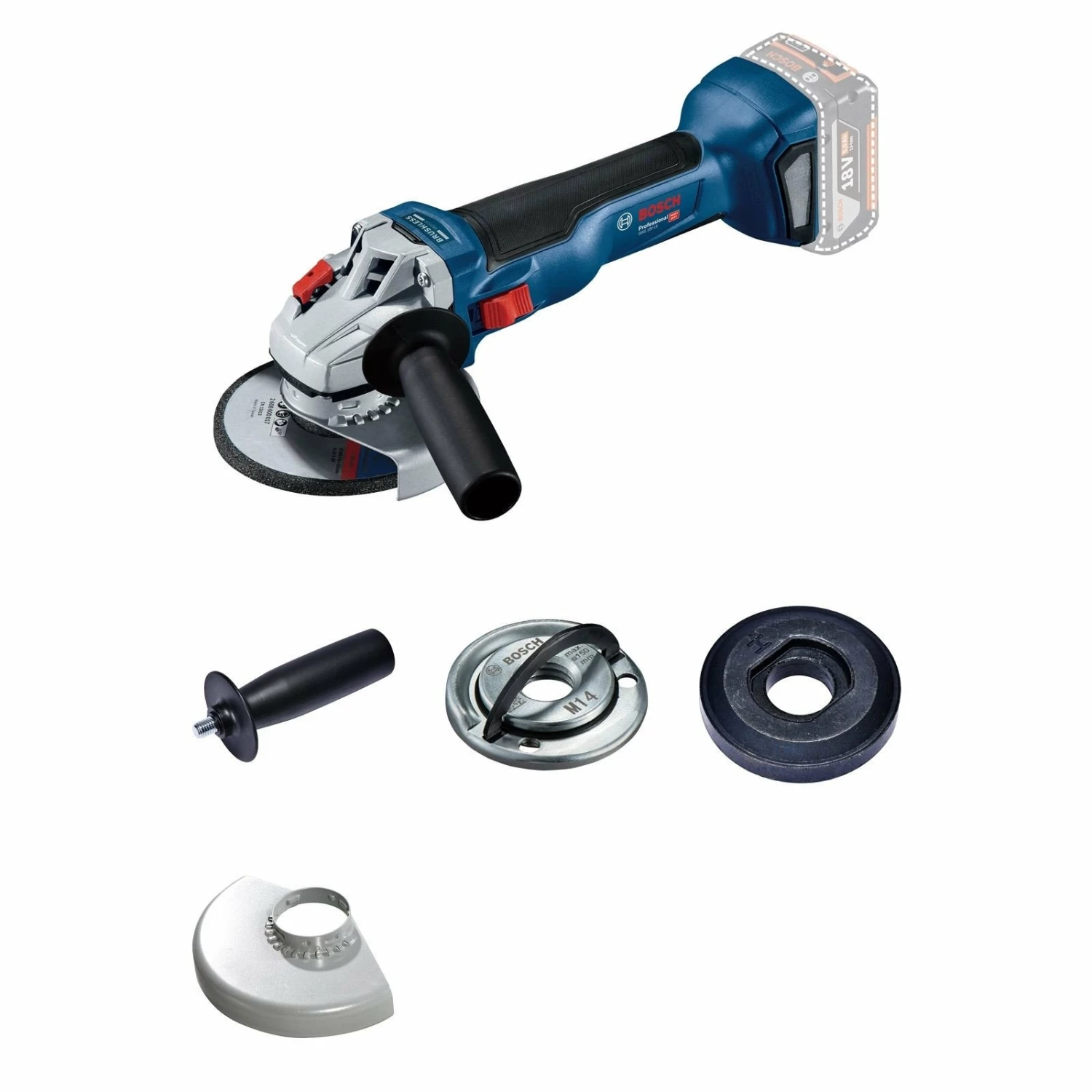 Bosch Akku-Winkelschleifer GWS 18V-10 125 Mm Solo Inkl. Zubehör-Set - 06019J4002 3 Bosch Akku-Winkelschleifer GWS 18V-10 125 Mm Solo Inkl. Zubehör-Set - 06019J4002