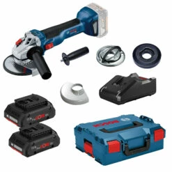 Bosch Akku-Winkelschleifer GWS 18V-10 125 Mm / 2x 4,0 Ah ProCORE18V Akku + Ladegerät Inkl. Zubehör-Set In L-Boxx