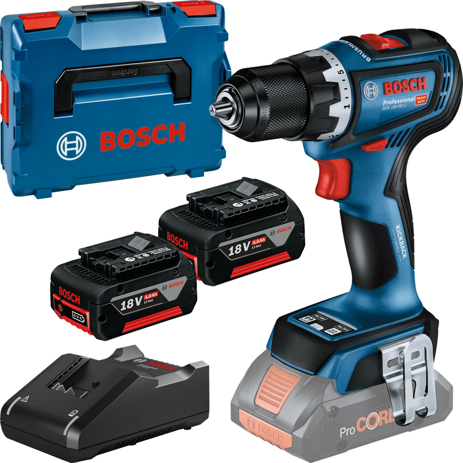 Bosch Akku-Bohrschrauber GSR 18V-90 C / 2x 4,0 Ah Akku + Ladegerät In L-Boxx - 06019K6006-9 3 Bosch Akku-Bohrschrauber GSR 18V-90 C / 2x 4,0 Ah Akku + Ladegerät In L-Boxx - 06019K6006-9