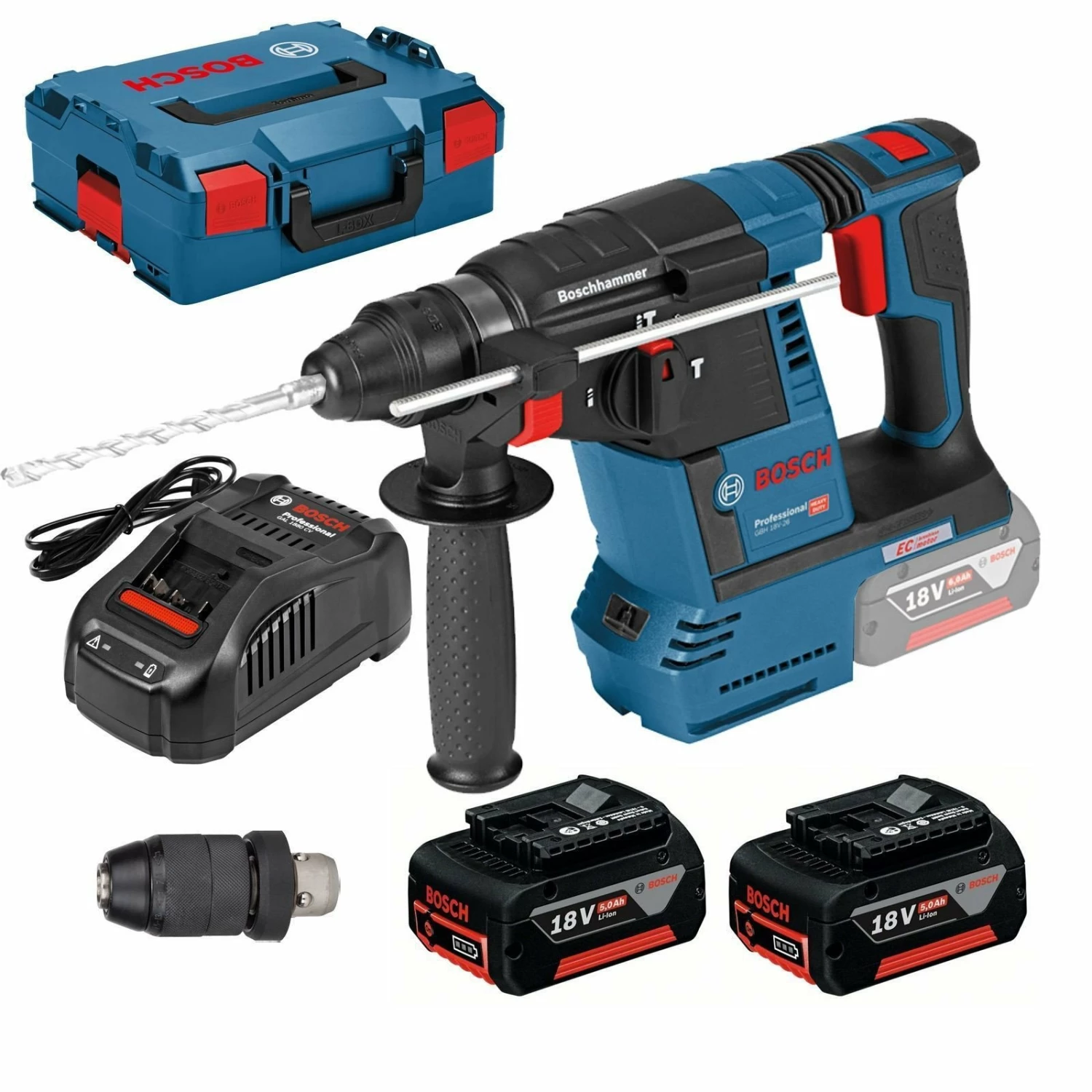 Bosch Akku-Bohrhammer GBH 18V-26 F / 2x 5,0 Ah Akku + Ladegerät In L-Boxx - 0611910007 3 Bosch Akku-Bohrhammer GBH 18V-26 F / 2x 5,0 Ah Akku + Ladegerät In L-Boxx - 0611910007
