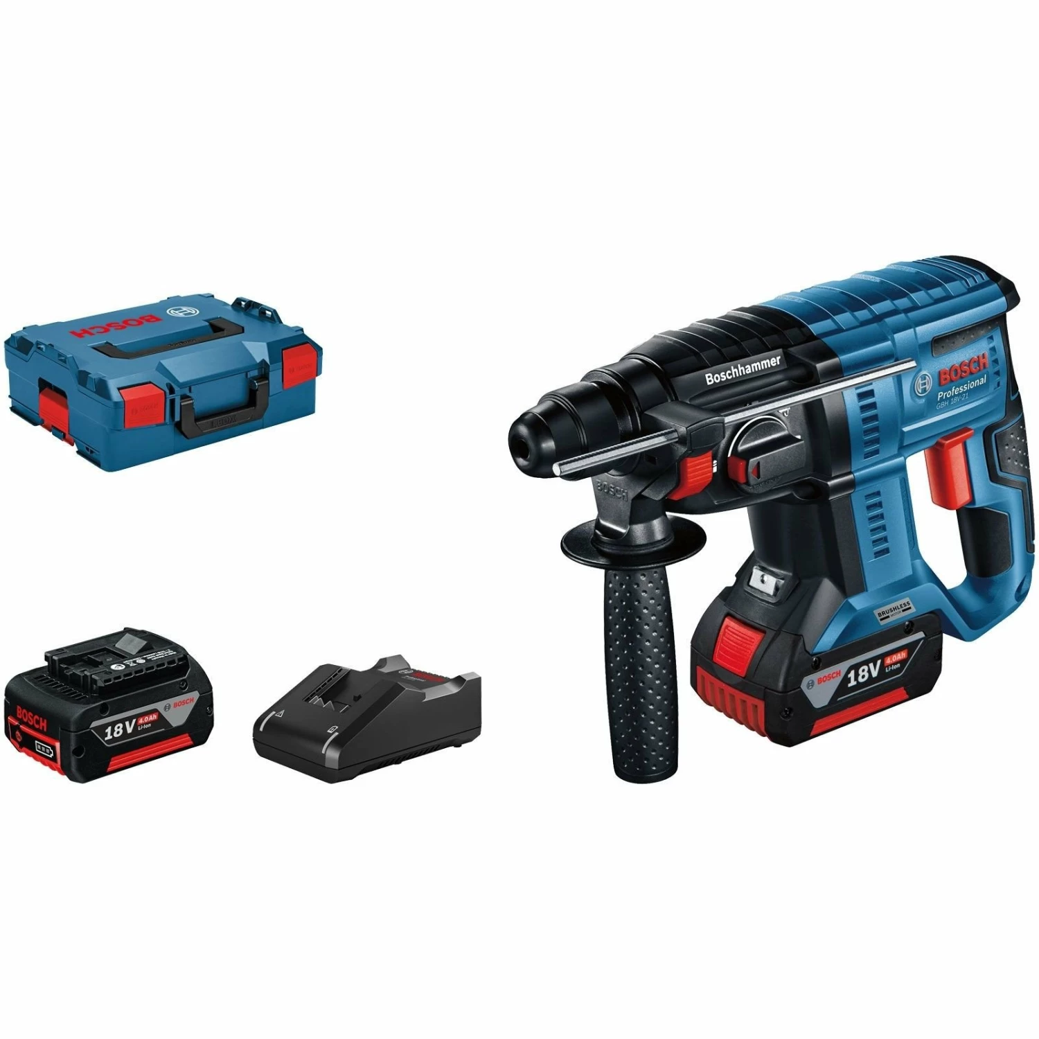 Bosch Akku-Bohrhammer GBH 18V-21 Mit SDS Plus / 2x 4,0 Ah Akku + Ladegerät In L-Boxx - 0611911102 3 Bosch Akku-Bohrhammer GBH 18V-21 Mit SDS Plus / 2x 4,0 Ah Akku + Ladegerät In L-Boxx - 0611911102