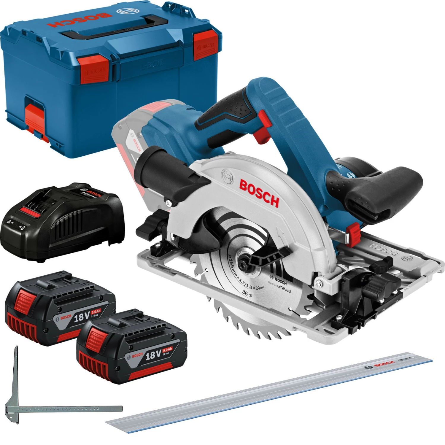 Bosch Akku-Handkreissäge GKS 18V-57 G / 2x 5,0 Ah Akku + Ladegerät + FSN 1400 In L-Boxx - 0615990M90 3 Bosch Akku-Handkreissäge GKS 18V-57 G / 2x 5,0 Ah Akku + Ladegerät + FSN 1400 In L-Boxx - 0615990M90
