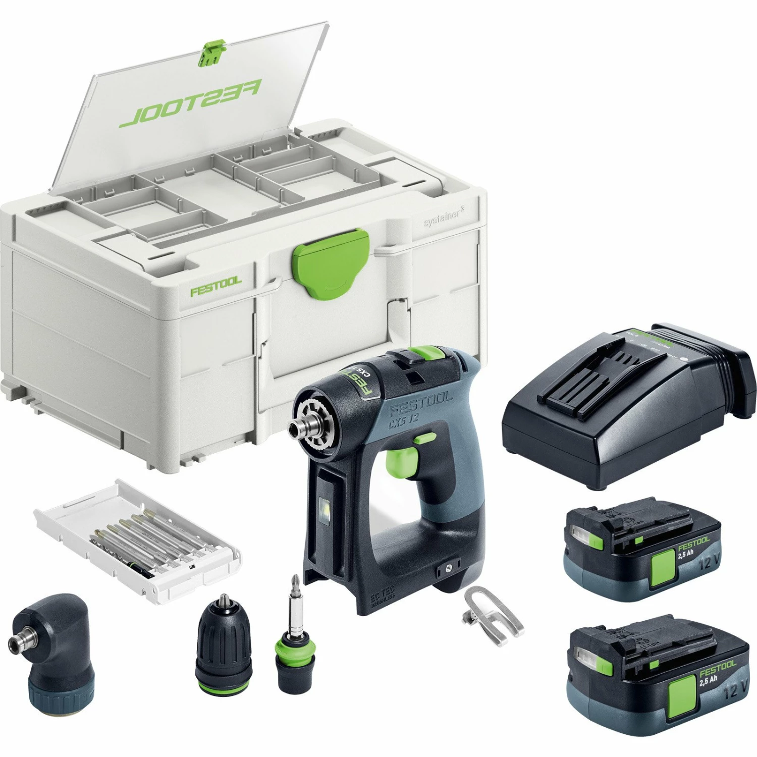 Festool Akku-Bohrschrauber CXS 12 2,5-Set / 2x 2,5 Ah Akku + Ladegerät Im Systainer - 576865 3 Festool Akku-Bohrschrauber CXS 12 2,5-Set / 2x 2,5 Ah Akku + Ladegerät Im Systainer - 576865