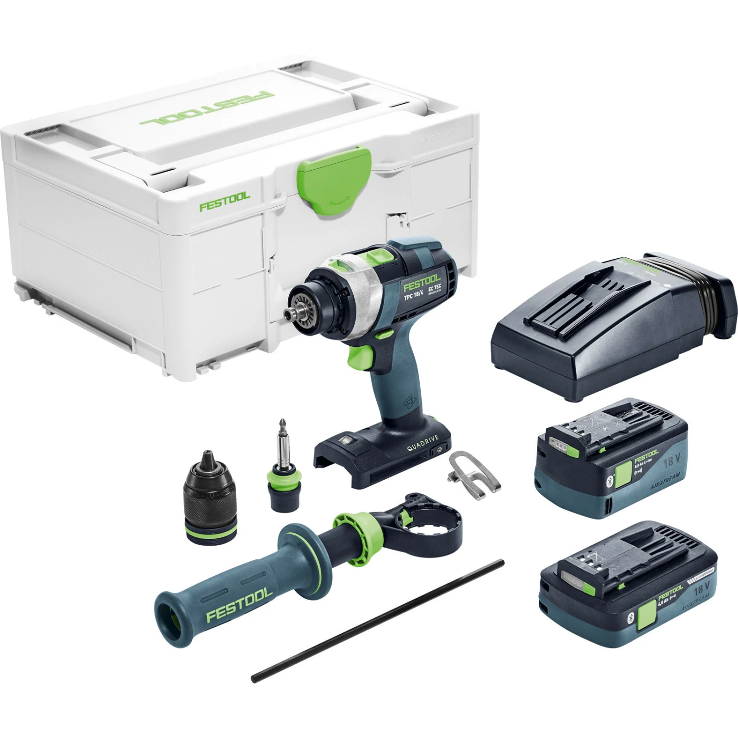 Festool Akku-Schlagbohrschrauber TPC 18/4 5,0/4,0 I-Plus QUADRIVE / 1x 4,0 1x 5,0 Akku + Ladegerät + Zubehör Im Systainer - 577651 3 Festool Akku-Schlagbohrschrauber TPC 18/4 5,0/4,0 I-Plus QUADRIVE / 1x 4,0 1x 5,0 Akku + Ladegerät + Zubehör Im Systainer - 577651