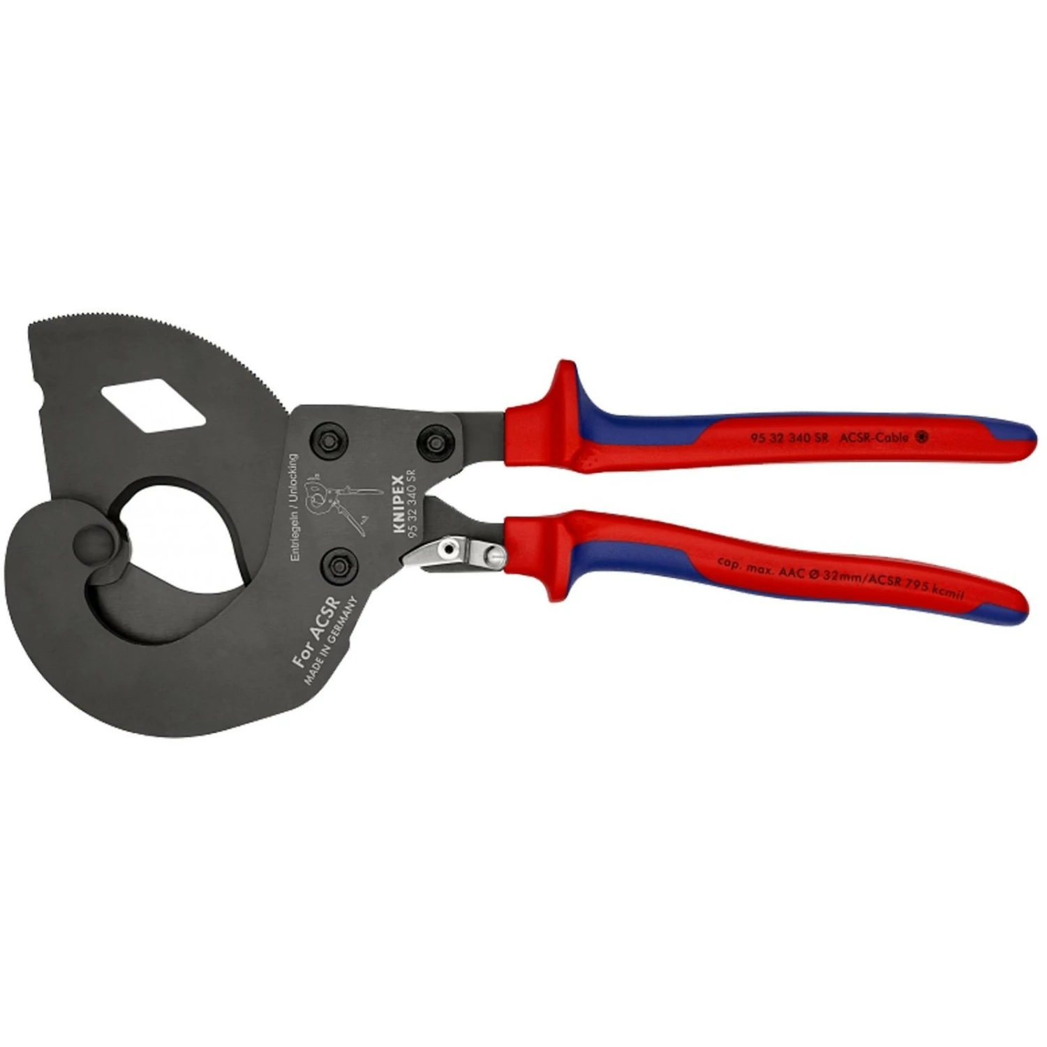 Knipex ACSR Freileitungsschneider (Ratschenprinzip)für Freileitungsseile Mit Stahlkern - 9532340SR 4 Knipex ACSR Freileitungsschneider (Ratschenprinzip)für Freileitungsseile Mit Stahlkern - 9532340SR – Bild 2