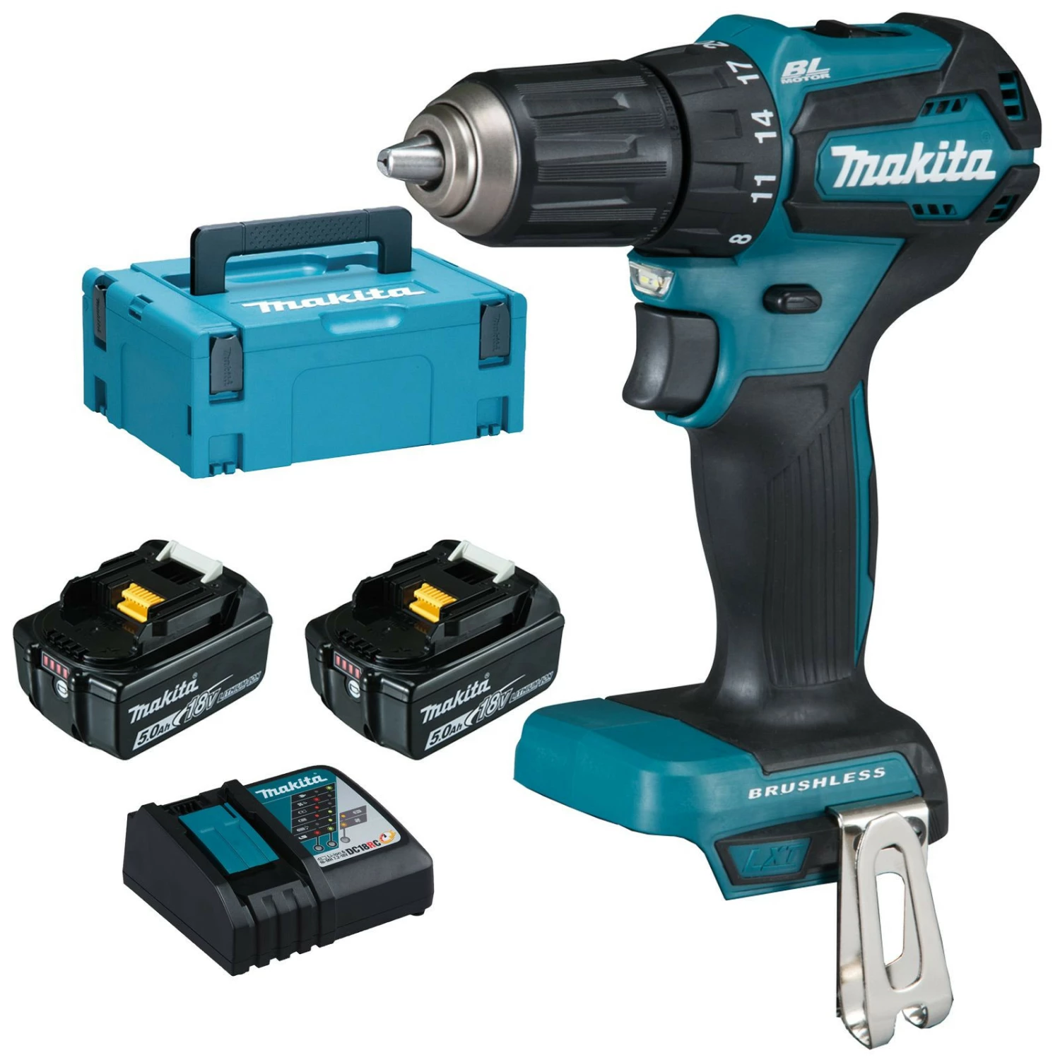 Makita DDF483RTJ Akku-Bohrschrauber 18 V / 2x 5,0 Ah Akku + Ladegerät Im Makpac 3 Makita DDF483RTJ Akku-Bohrschrauber 18 V / 2x 5,0 Ah Akku + Ladegerät Im Makpac