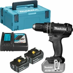 Makita DHP482BRTJ Akku-Schlagbohrschrauber Sonderfarbe Schwarz 18 V / 2x 5,0 Ah Akku + Ladegerät Im Makpac