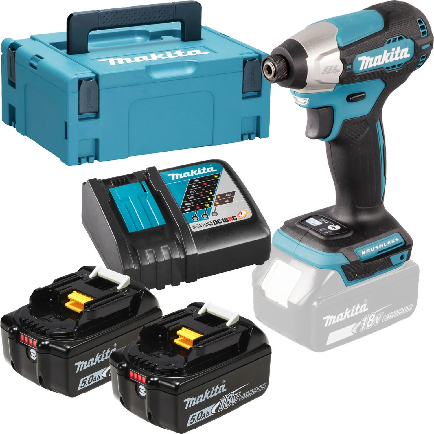 Makita DTD157RTJ Akku-Schlagschrauber 18 V / 2x 5,0 Ah Akku + Ladegerät In Makpac 3 Makita DTD157RTJ Akku-Schlagschrauber 18 V / 2x 5,0 Ah Akku + Ladegerät In Makpac