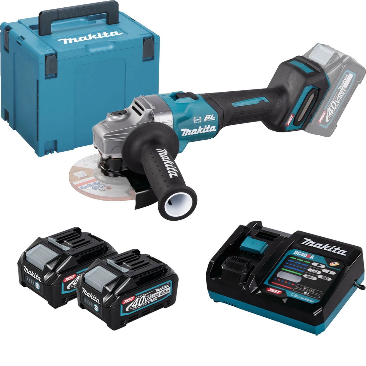 Makita GA005GM201 Akku-Winkelschleifer 125 Mm XGT 40V Max. / 2x 4,0 Ah Akku + Ladegerät In Makpac 3 Makita GA005GM201 Akku-Winkelschleifer 125 Mm XGT 40V Max. / 2x 4,0 Ah Akku + Ladegerät In Makpac