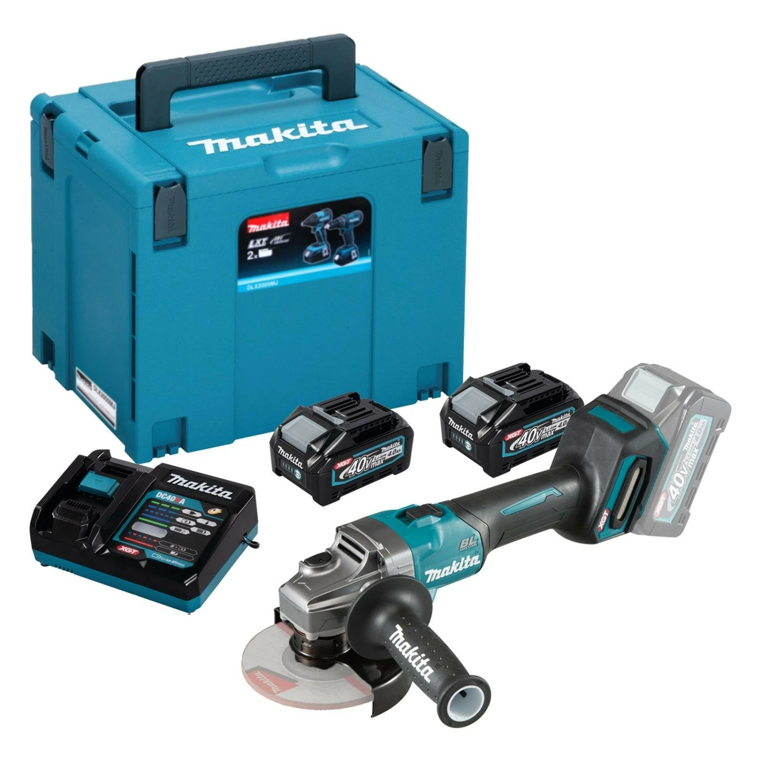 Makita GA008GM201 Akku-Winkelschleifer 40 V 125 Mm 40V / 2x 4,0 Ah Akku + Ladegerät Im Makpac 3 Makita GA008GM201 Akku-Winkelschleifer 40 V 125 Mm 40V / 2x 4,0 Ah Akku + Ladegerät Im Makpac