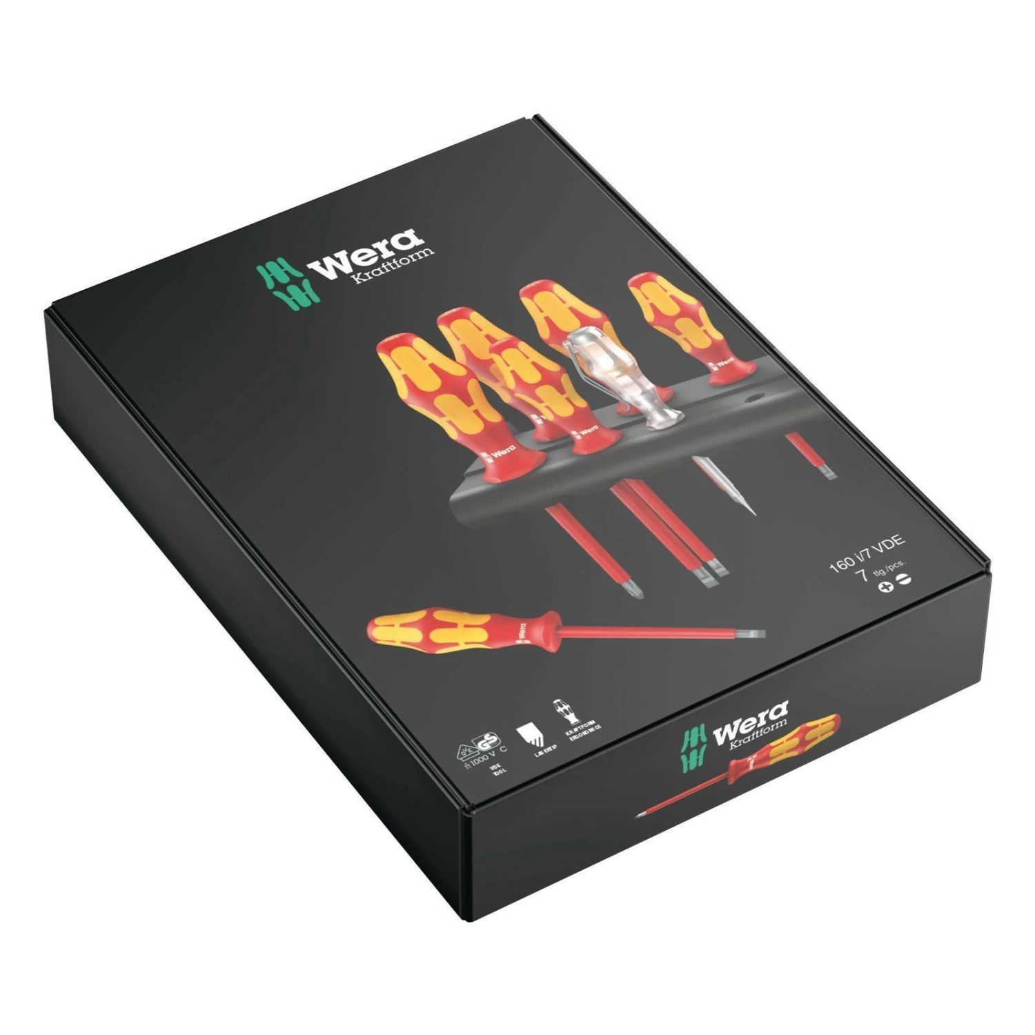 Wera 7tlg. 160 I/7 Rack Schraubendrehersatz Kraftform Plus Serie 100 + Spannungsprüfer + Rack - 006147 4 Wera 7tlg. 160 I/7 Rack Schraubendrehersatz Kraftform Plus Serie 100 + Spannungsprüfer + Rack - 006147 – Bild 2
