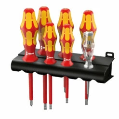 Wera 160 I/165 I/7 Rack Schraubendrehersatz Kraftform Plus Serie 100 + Spannungsprüfer + Rack 7tlg. - 006148