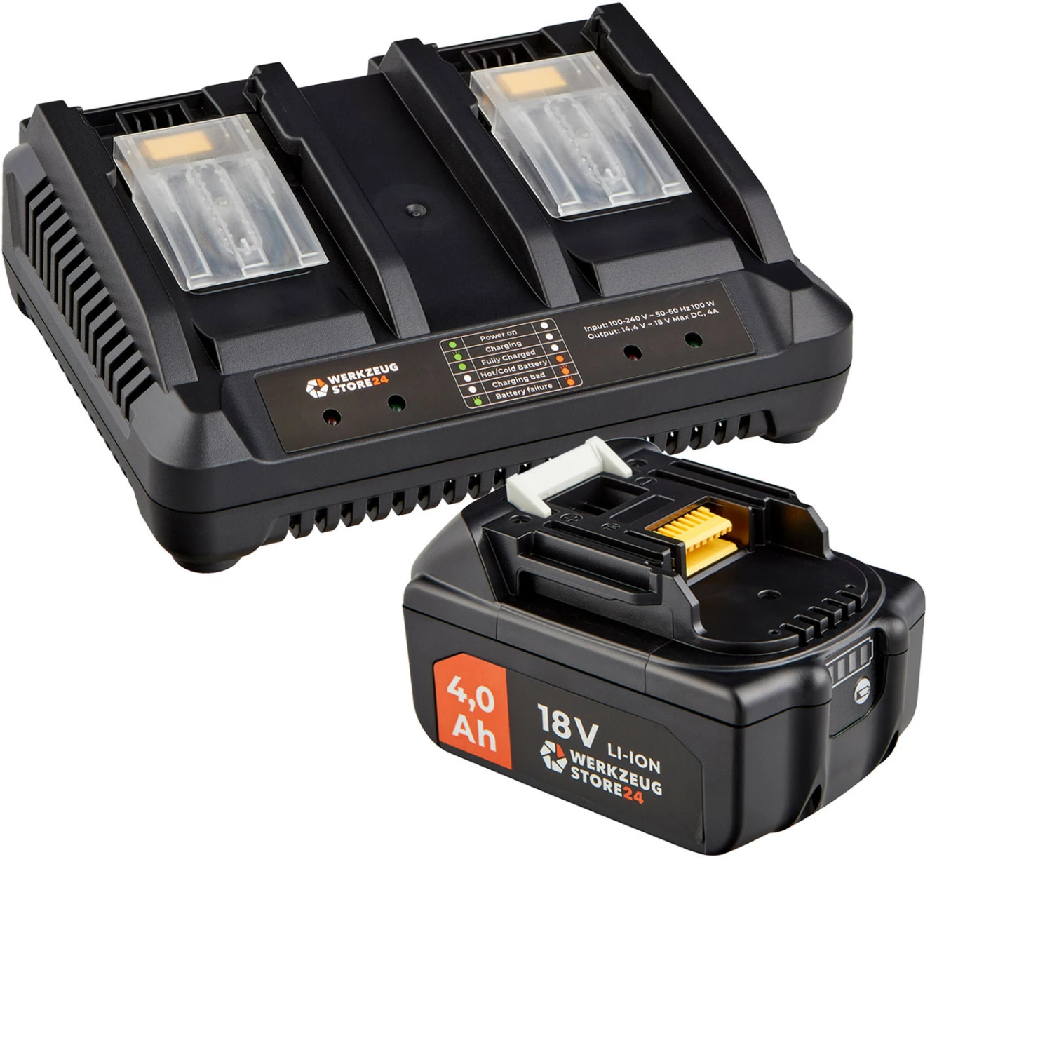 WS24 Akku Starter-Set 18 V / 1x 4,0 Ah Akku + Doppelschnellladegerät 3 WS24 Akku Starter-Set 18 V / 1x 4,0 Ah Akku + Doppelschnellladegerät