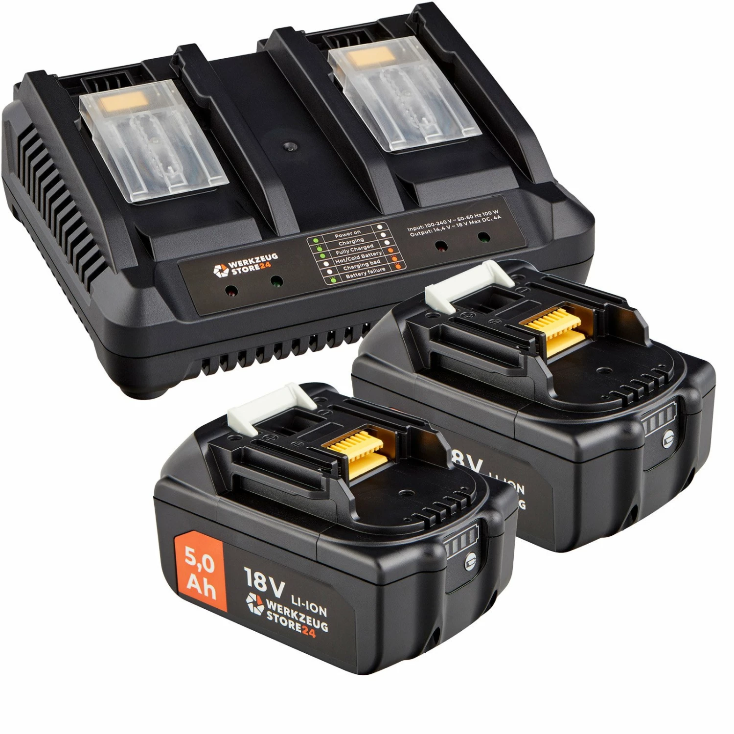 WS24 Akku Starter-Set 18 V / 2x 5,0 Ah Akku + Doppelschnellladegerät 3 WS24 Akku Starter-Set 18 V / 2x 5,0 Ah Akku + Doppelschnellladegerät
